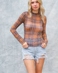 Fall Plaid Mesh Top