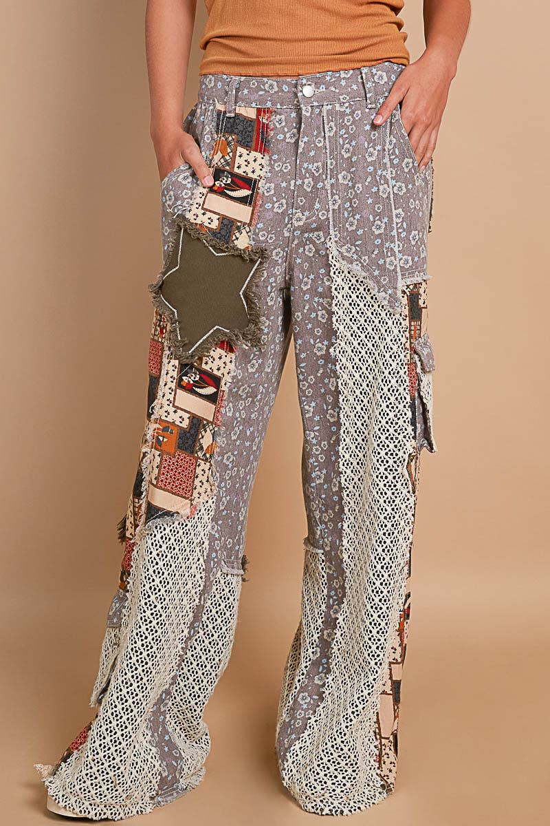 【新品】Embroidery Patchwork Trousers Cargo Embroidered Patchwork Pants – Ragstock
