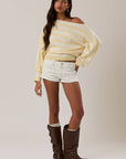 BOAT NECK DOLMAN SLEEVE SWEATER TOP