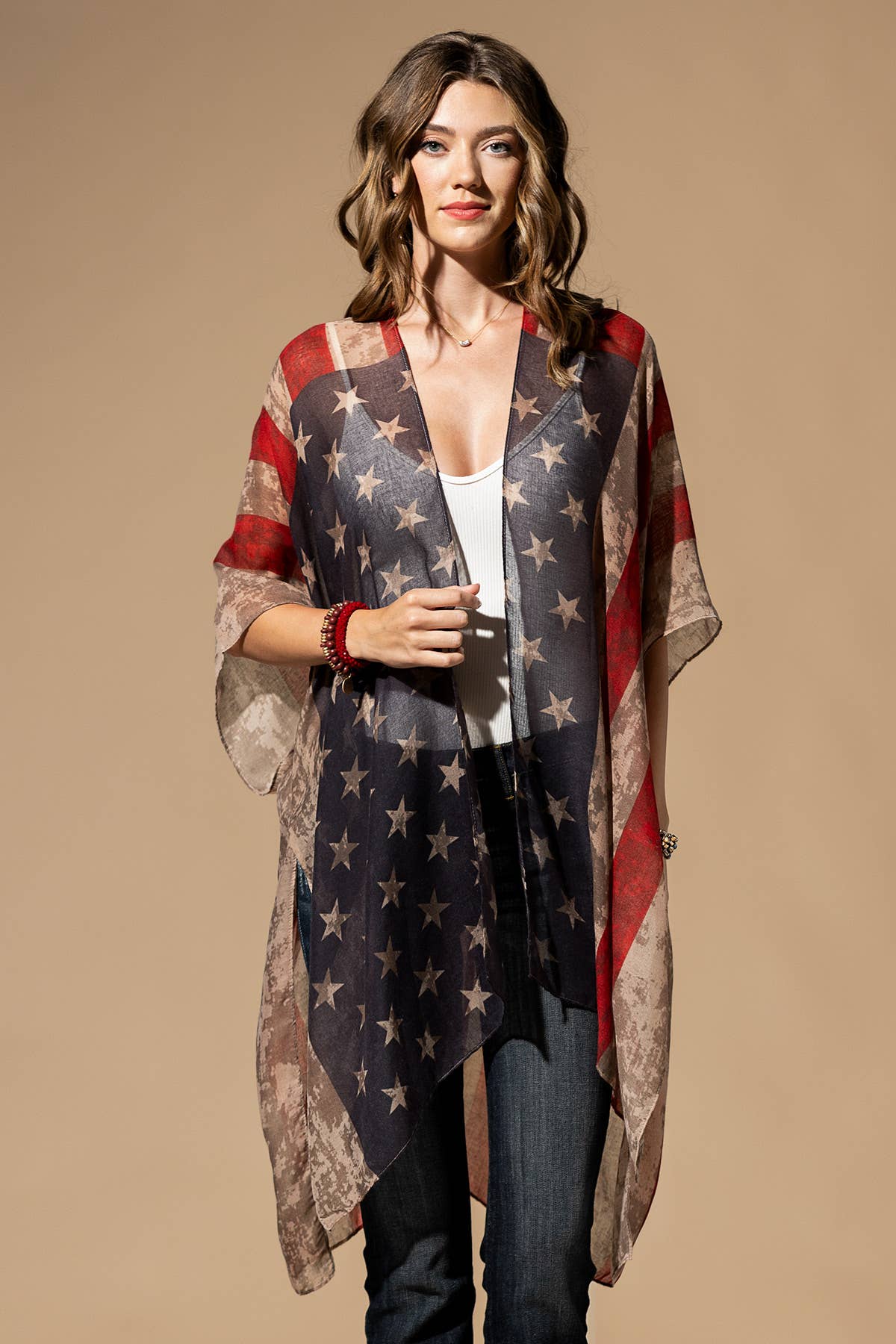 Vintage Inspired USA Print Kimono