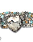 Rhinestone heart beaded bracelet