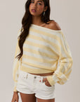 BOAT NECK DOLMAN SLEEVE SWEATER TOP