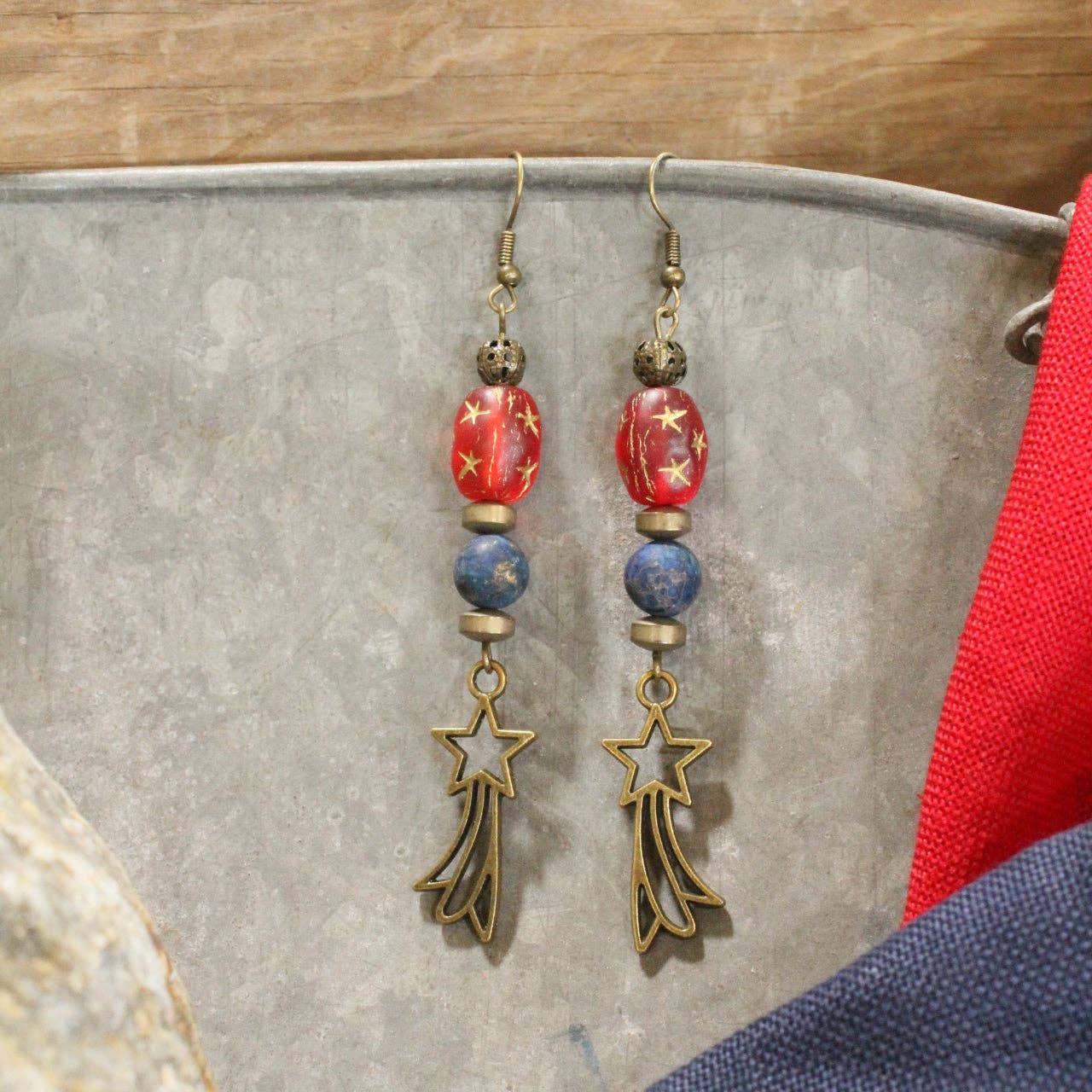 God Bless America Land That I Love Dangle Drop Earrings