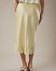 LACE TRIM BIAS CUT MIDI SKIRT