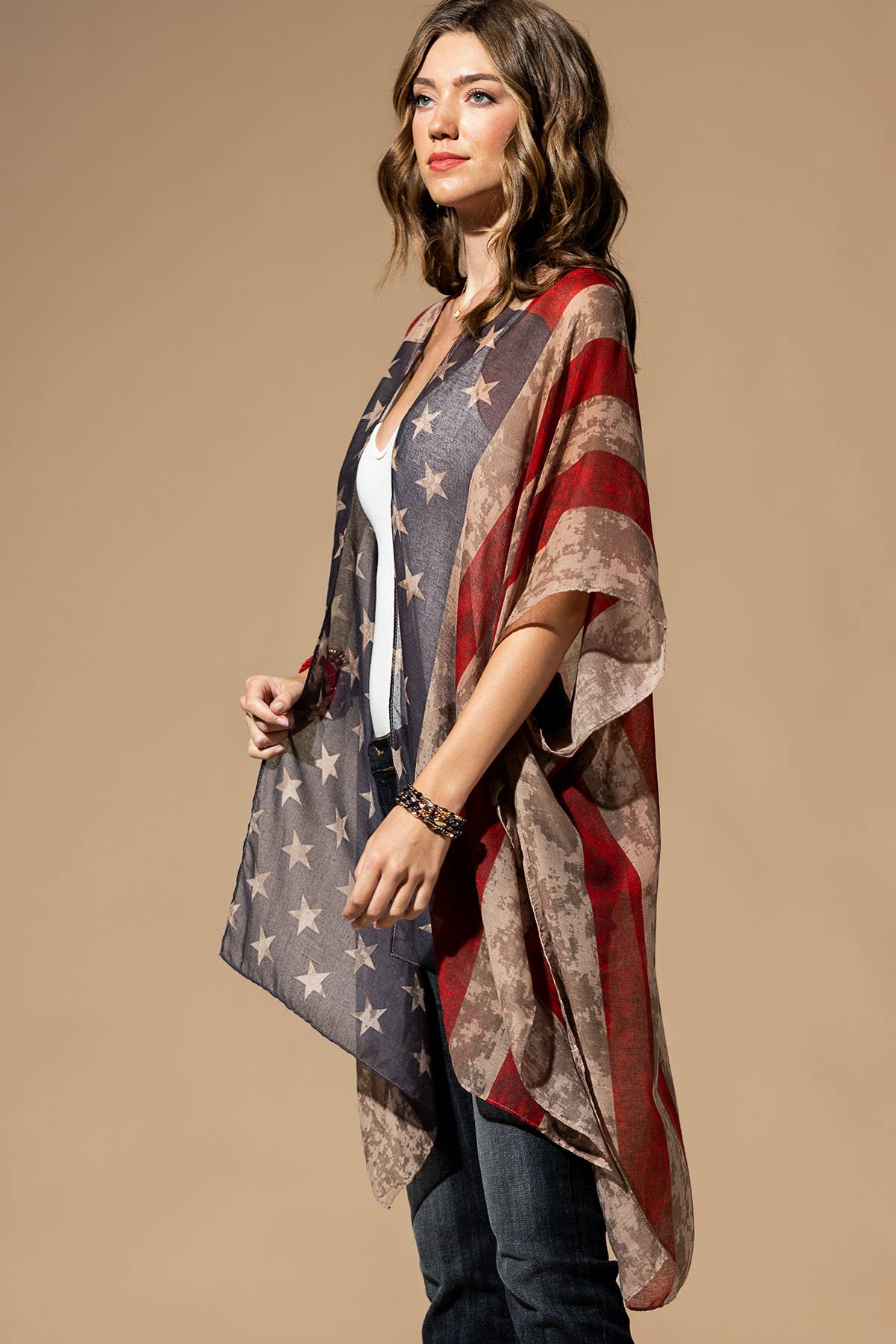 Vintage Inspired USA Print Kimono