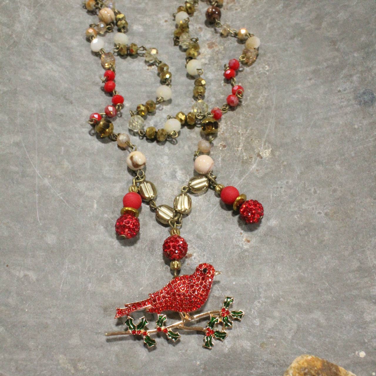 Golden Cardinal Layered Necklace