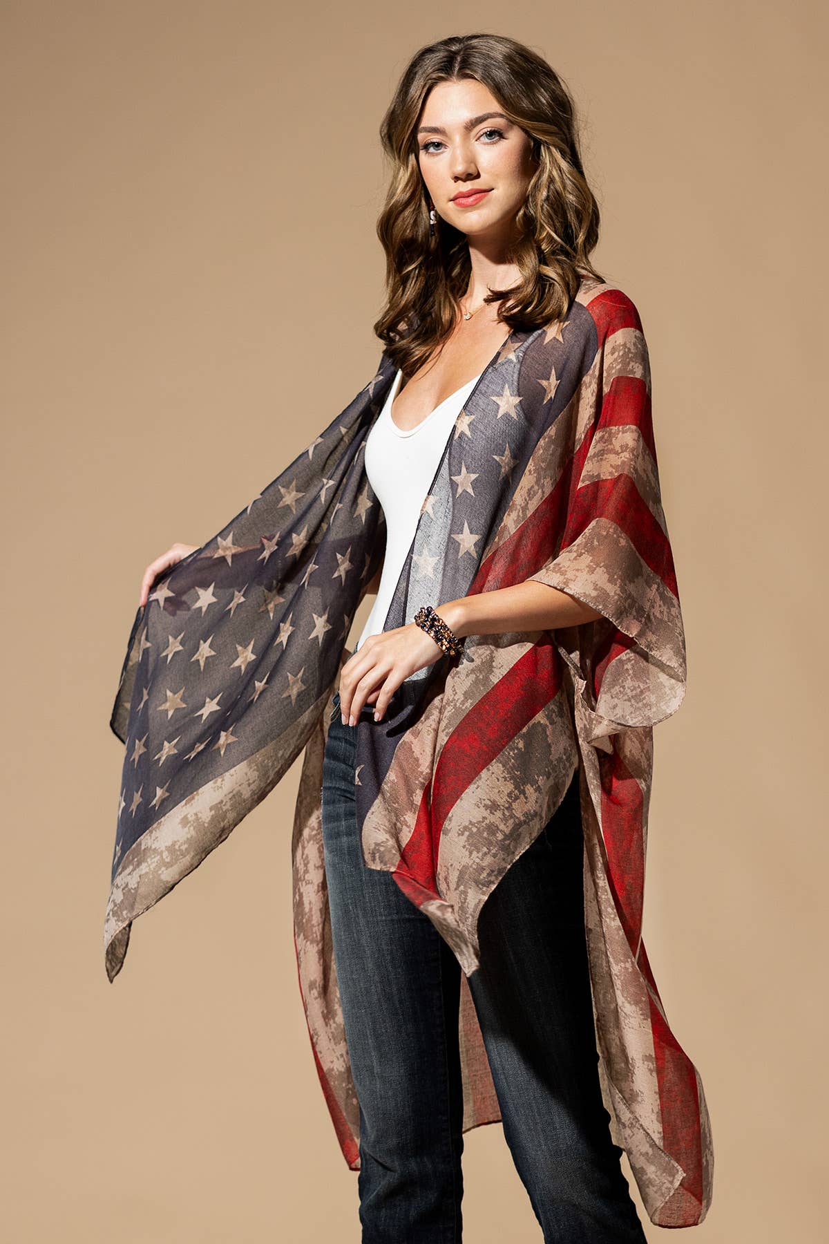Vintage Inspired USA Print Kimono