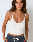 RIBBED V NECK CROP TOP