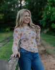 Fall Pumpkins & Gourds Mesh Top