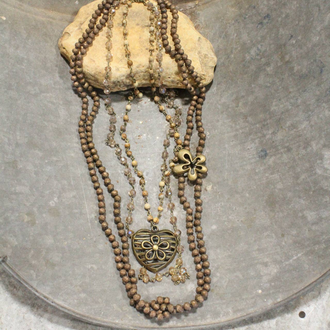 Shades Of All Natural Flower Layered Necklace