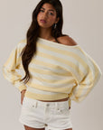 BOAT NECK DOLMAN SLEEVE SWEATER TOP