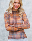 Fall Plaid Mesh Top