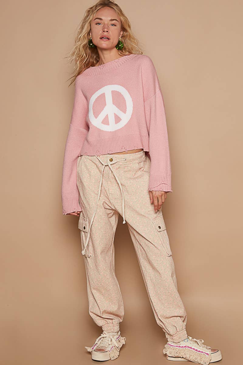 Long sleeve peace sign sweater