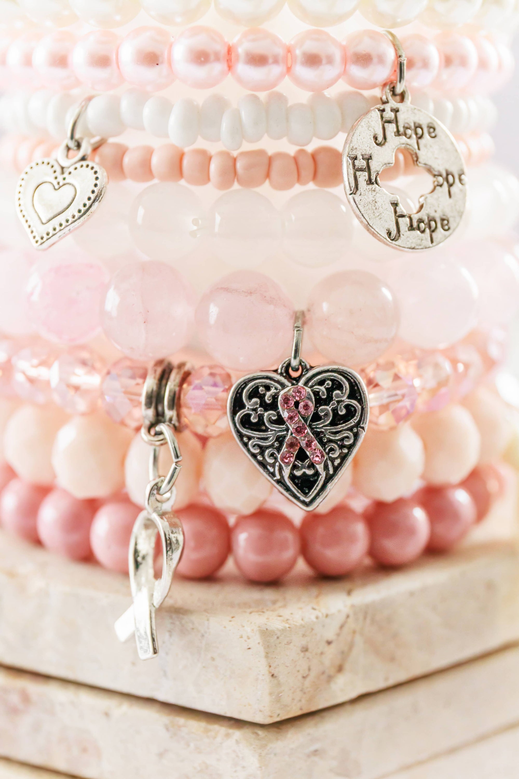 Pinktober Handmade Beaded Bracelets Setp