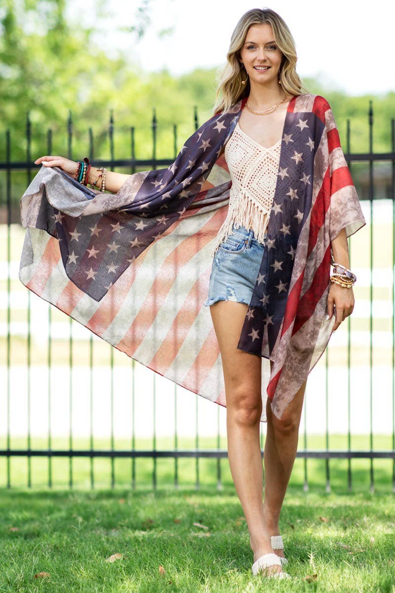 Vintage Inspired USA Print Kimono