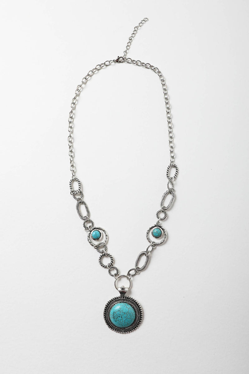 Soleil Turquoise and Silver Link Necklace