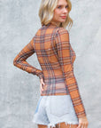 Fall Plaid Mesh Top
