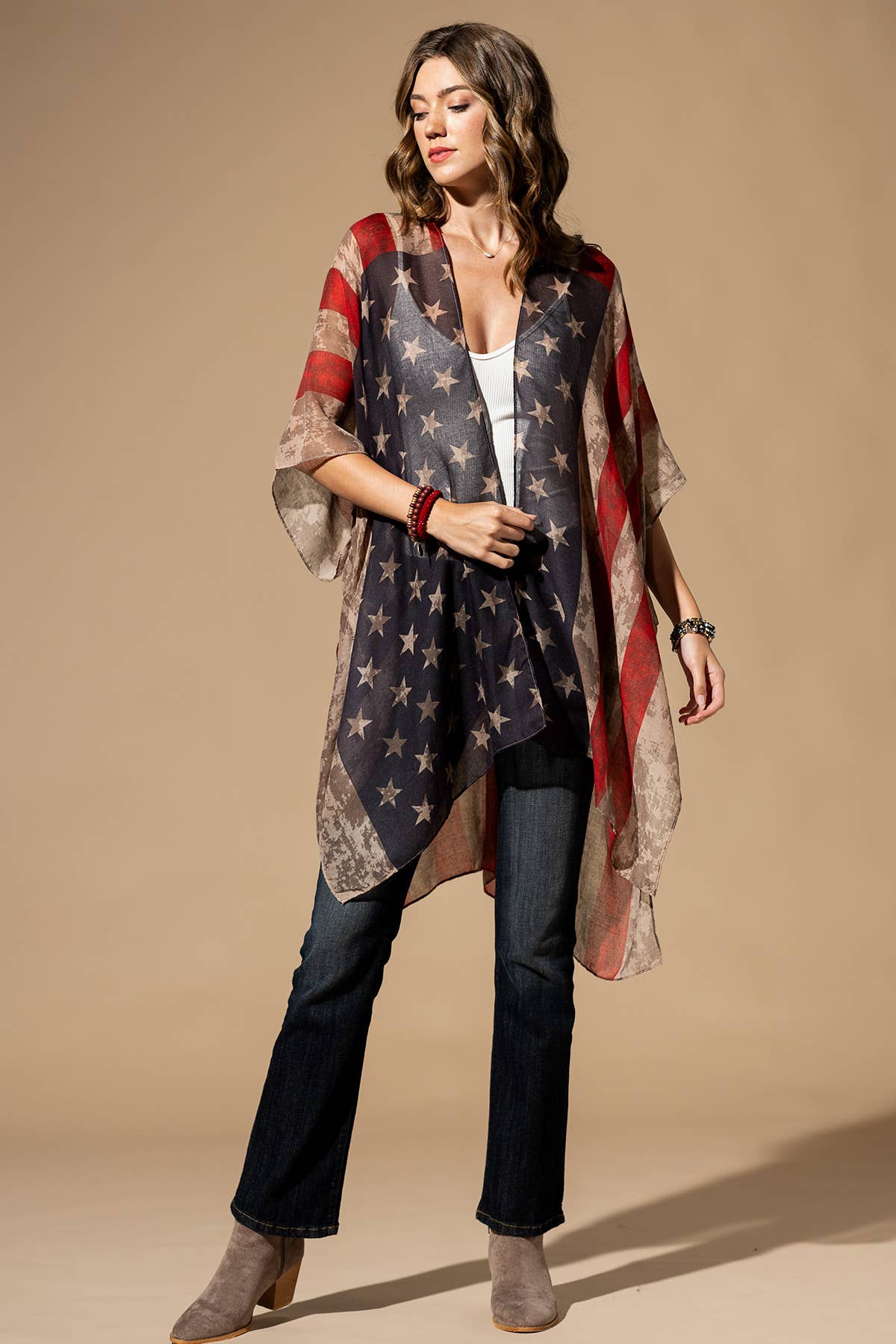 Vintage Inspired USA Print Kimono